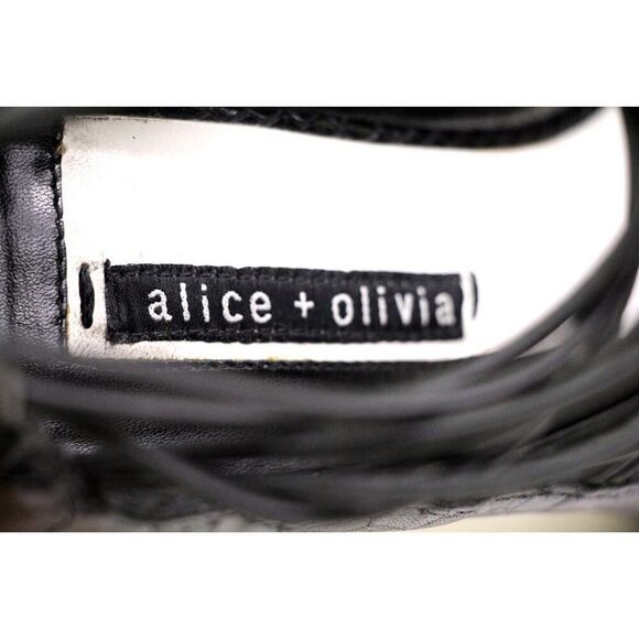 Alice + Olivia BLACK REAL LEATHER HIGH HEEL POINTED STRAPPY ZIP PUMP SHOES Sz 39 - Picture 11 of 11